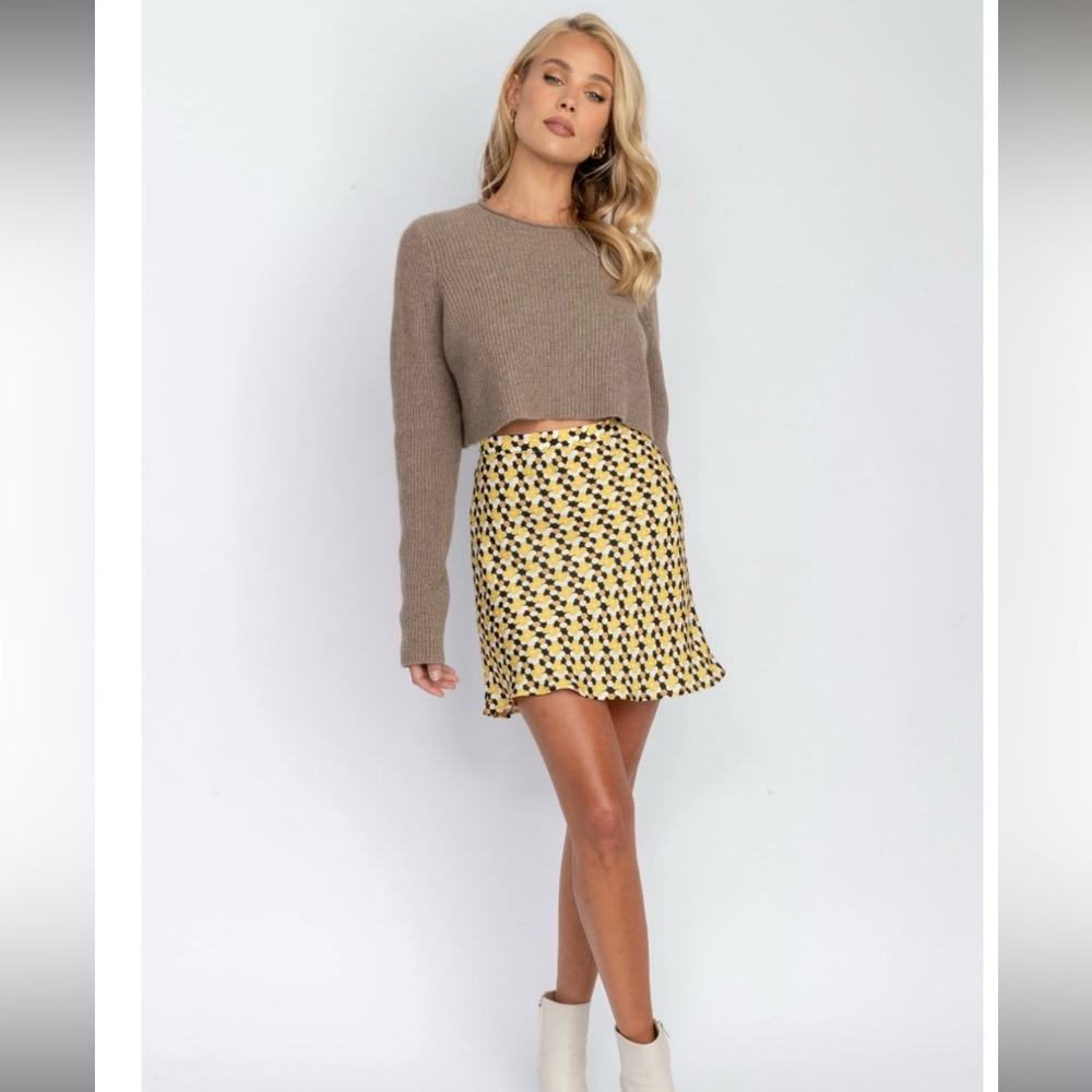 RESA Ella Mini Skirt. Retro yellows, cream, black